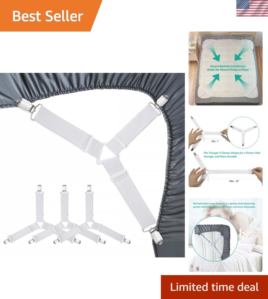 4-Pack Heavy Duty Bed Corner Holders - Adjustable Sheet Fasteners for Comfort