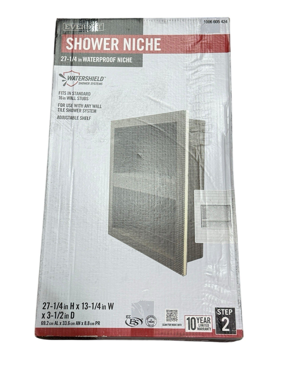 Everbilt Watershield Shower Niche System Foam Black 13.25" x 27.25" x 3.5"