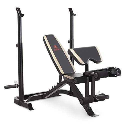 Adjustable Olympic Weight Bench with Leg Developer and Squat Rack MD-879