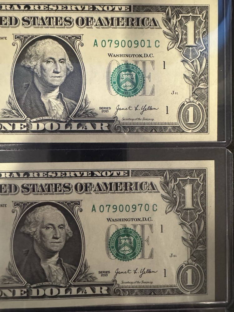 Lot 10 $1 Error Notes – 5 MAJOR Miscut (4 Show Note) + 5 Serial Error/Ladder UNC