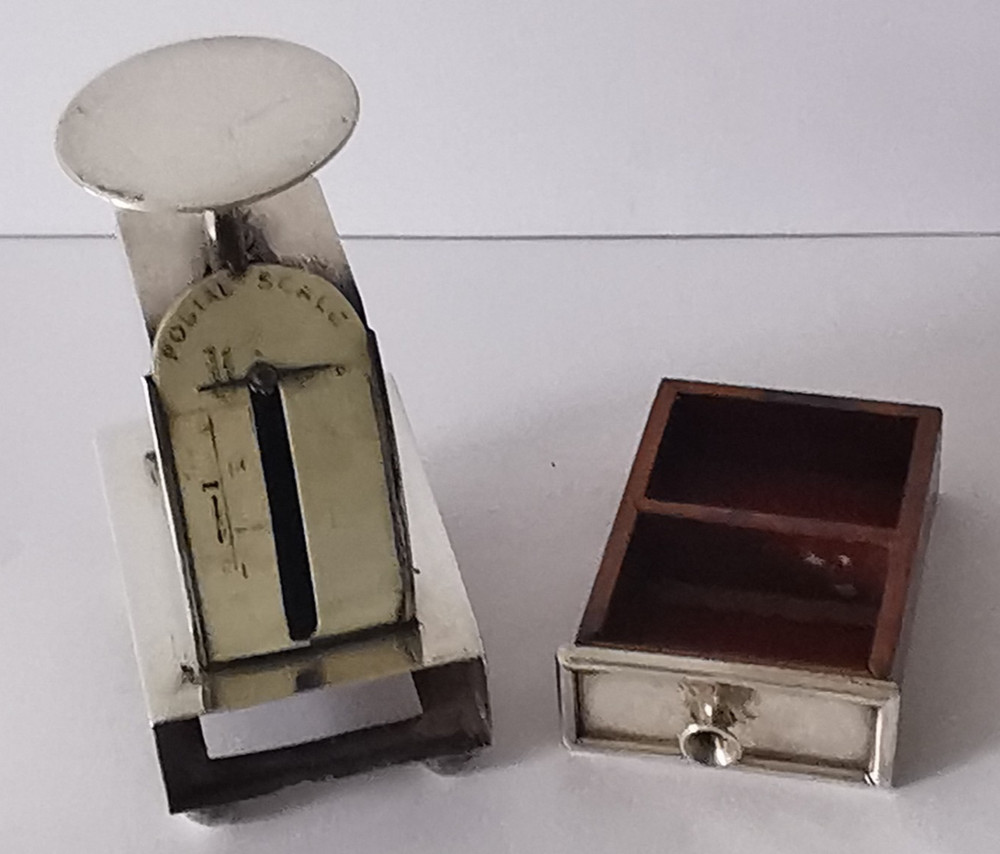 Solid Silver Postal Scales & Double Stamp Box Combi - Birm. 1907.