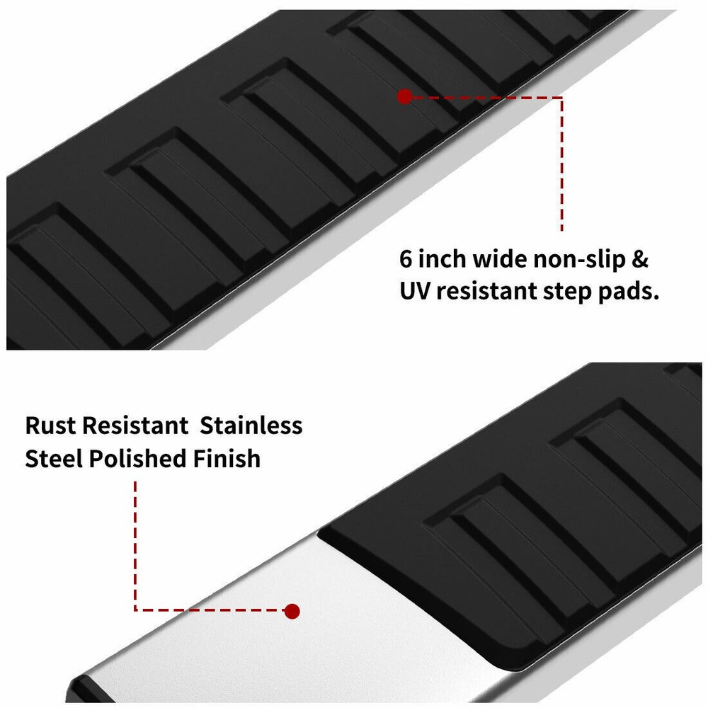Running Boards for 2019-2026 Ram 1500 Crew Cab 6" Rectangular ABS Side Step Bars