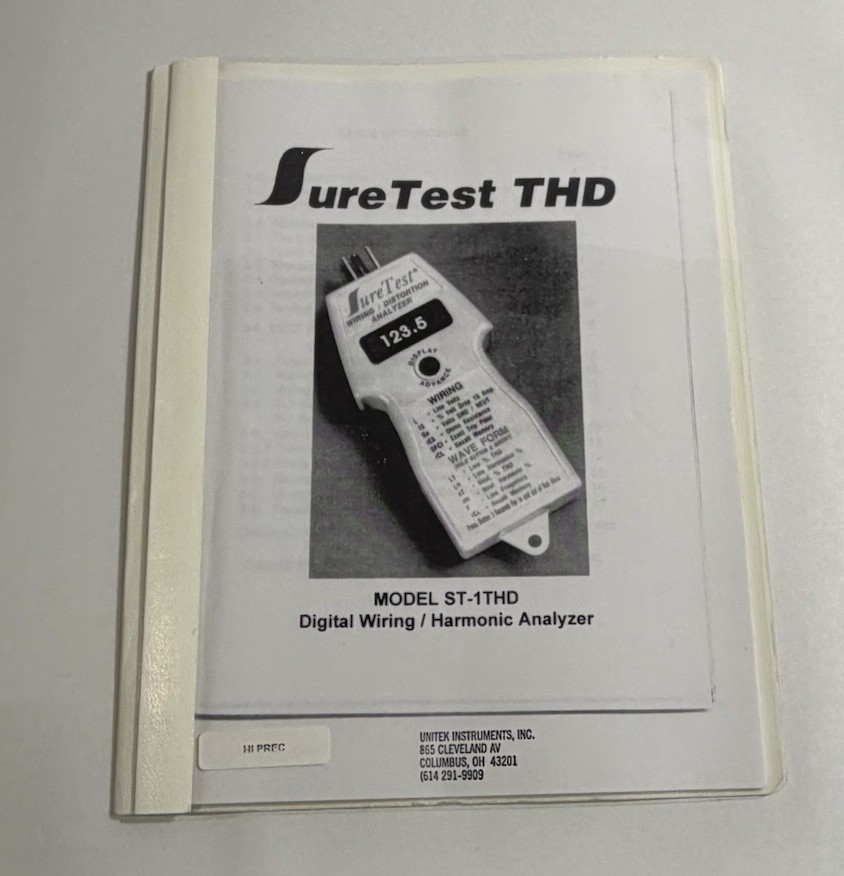 SureTest ST-1THD Digital Wiring / Harmonic Analyzer User Guide Manual Booklet