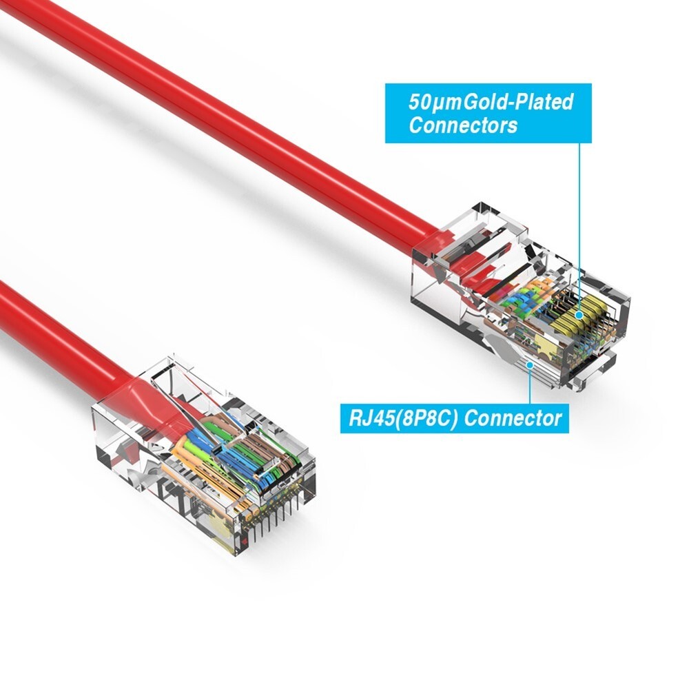 10FT Cat6 RJ45 Ethernet LAN Network UTP Non-Booted Patch Cable Copper 24AWG Red