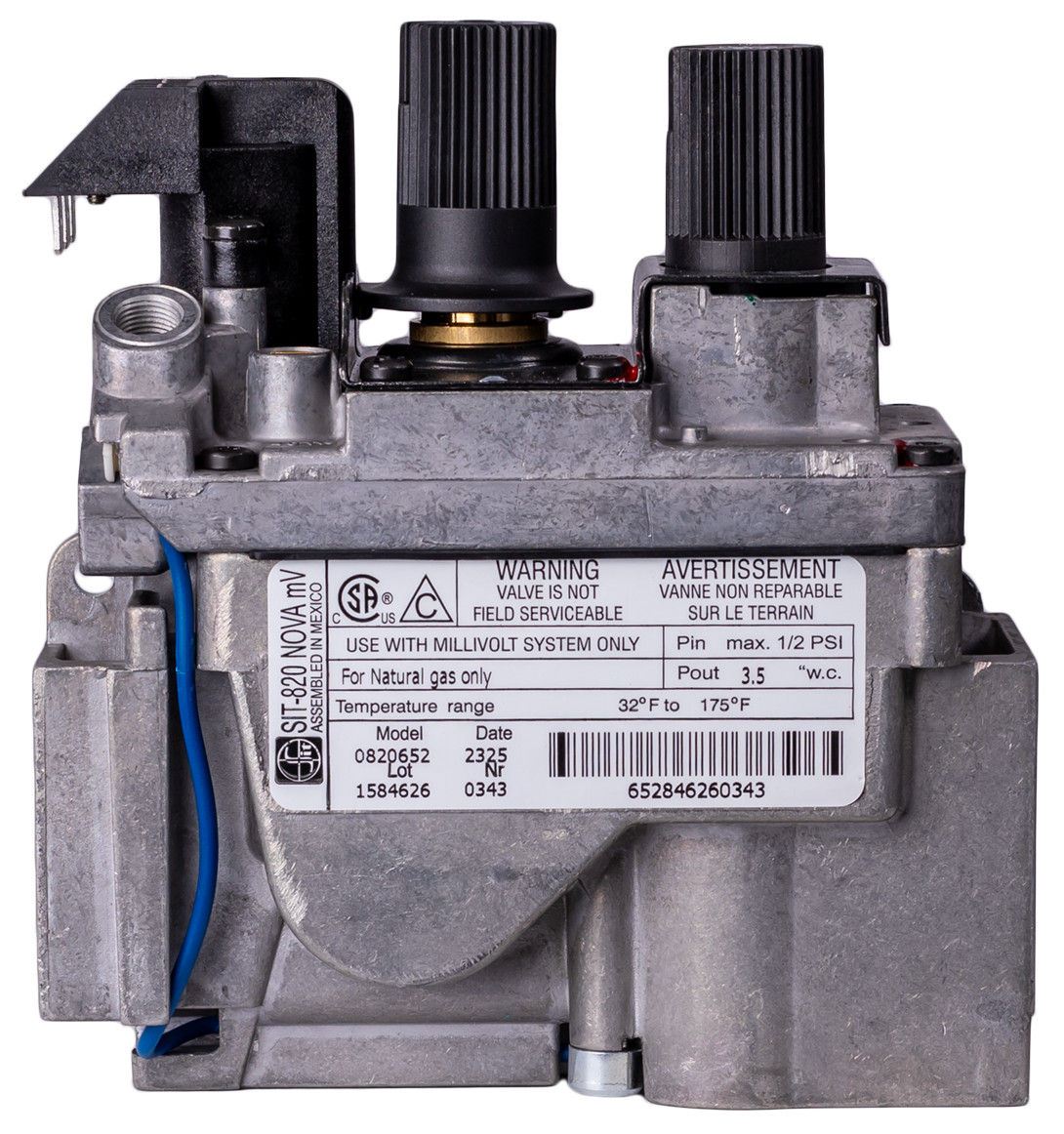 52677 Majestic SIT-820 Nova Mv OEM Natural Gas Valve for Direct Vent Units