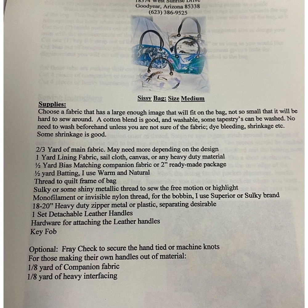 #5410 Sandys Bags and Such Sewing Pattern