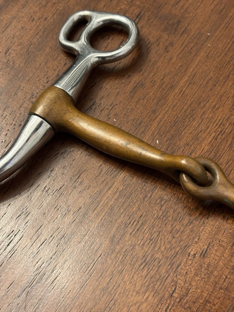 Used Tom Thumb Copper Mouth Single Joint Snaffle Shanked Western Bit 5"