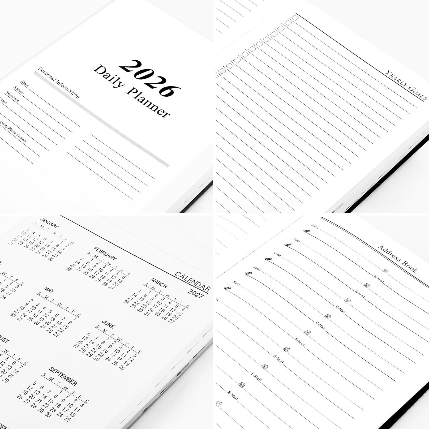 2026 Daily Hourly Planner - One Page a Day, 2026 Diary 5.7 X 8.3" Hardcover Mont
