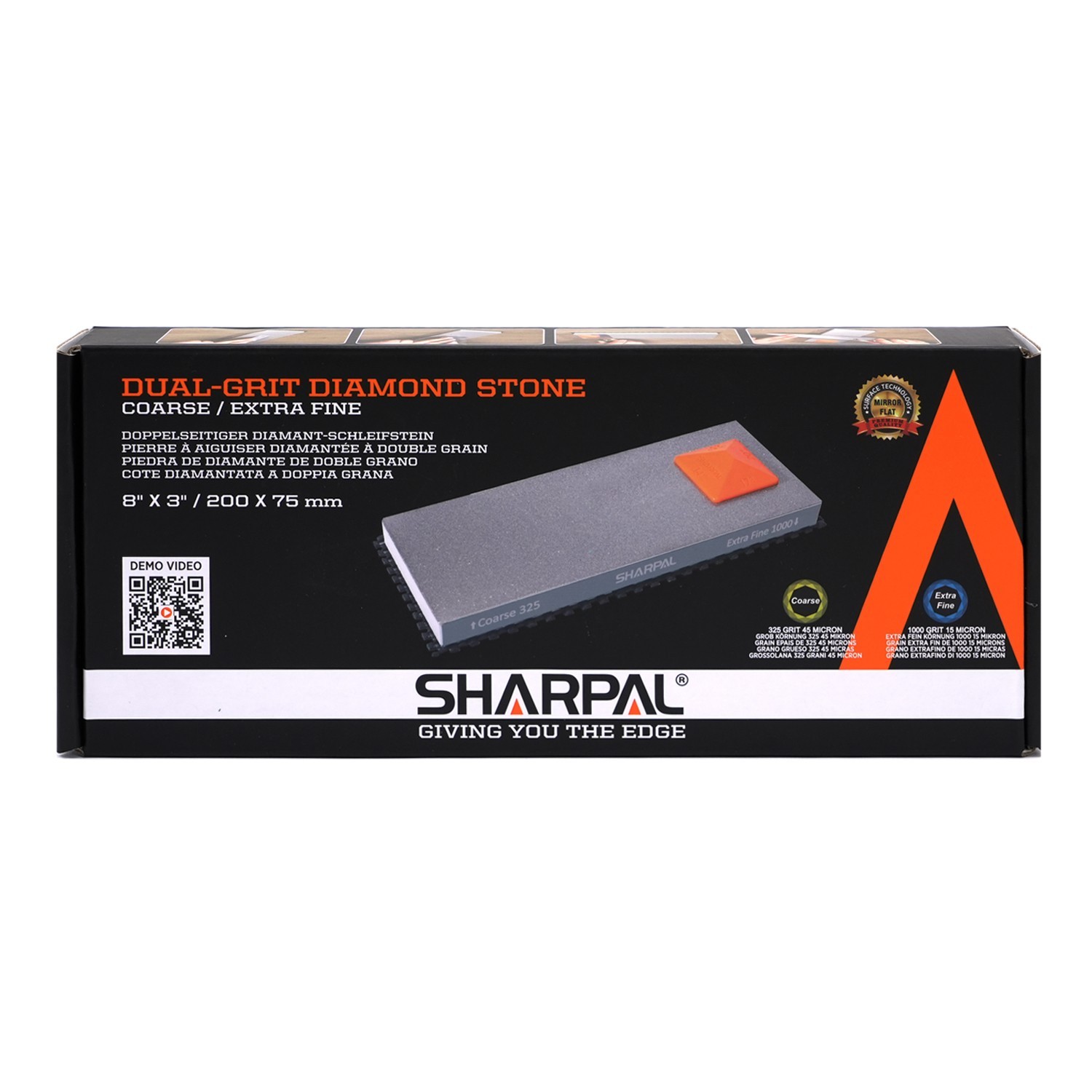 SHARPAL 8" x 3"Dual-Grit Diamond Sharpening Stone with Anti-Slip Pad&Angle Guide