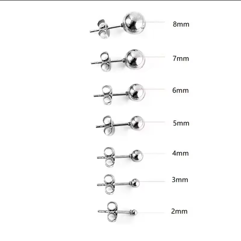 S925 Sterling Silver Round Ball Stud Earrings