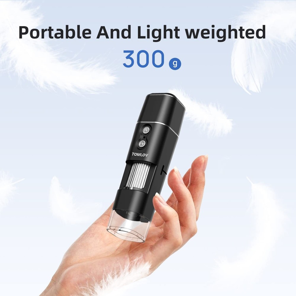 TOMLOV Digital Microscope Coin Microscope Magnifier 1000X 1080P for iPhone iPad
