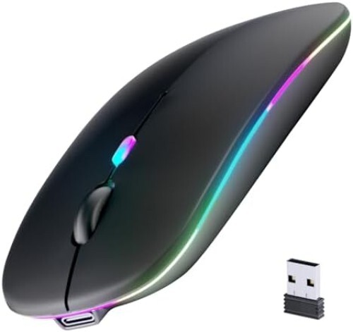 Wireless Bluetooth Mouse, Rechargeable, LED, Silent, Ultra-thin Design (Bluetoot