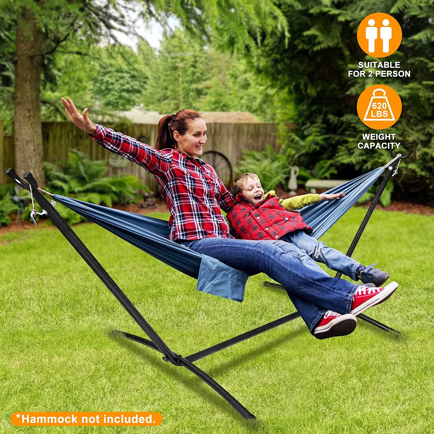 Heavy Duty 9FT Hammock Stand 2 Person 620LB Capacity Steel Frame w/Carrying Case