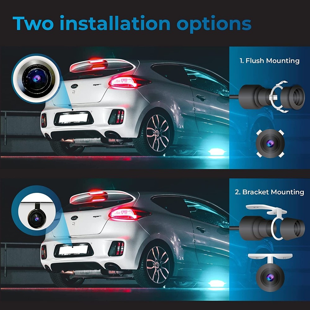 Car Backup Camera Front/Rear View Hang/Flush Mount Two Way Installation Reverse