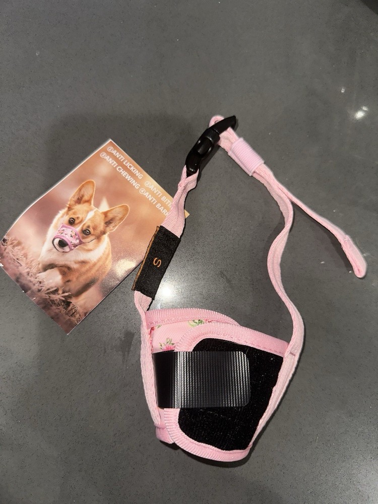Heele Dog Muzzle SMALL- Adjustable, Pink, Flower pattern, Brand New, Never used