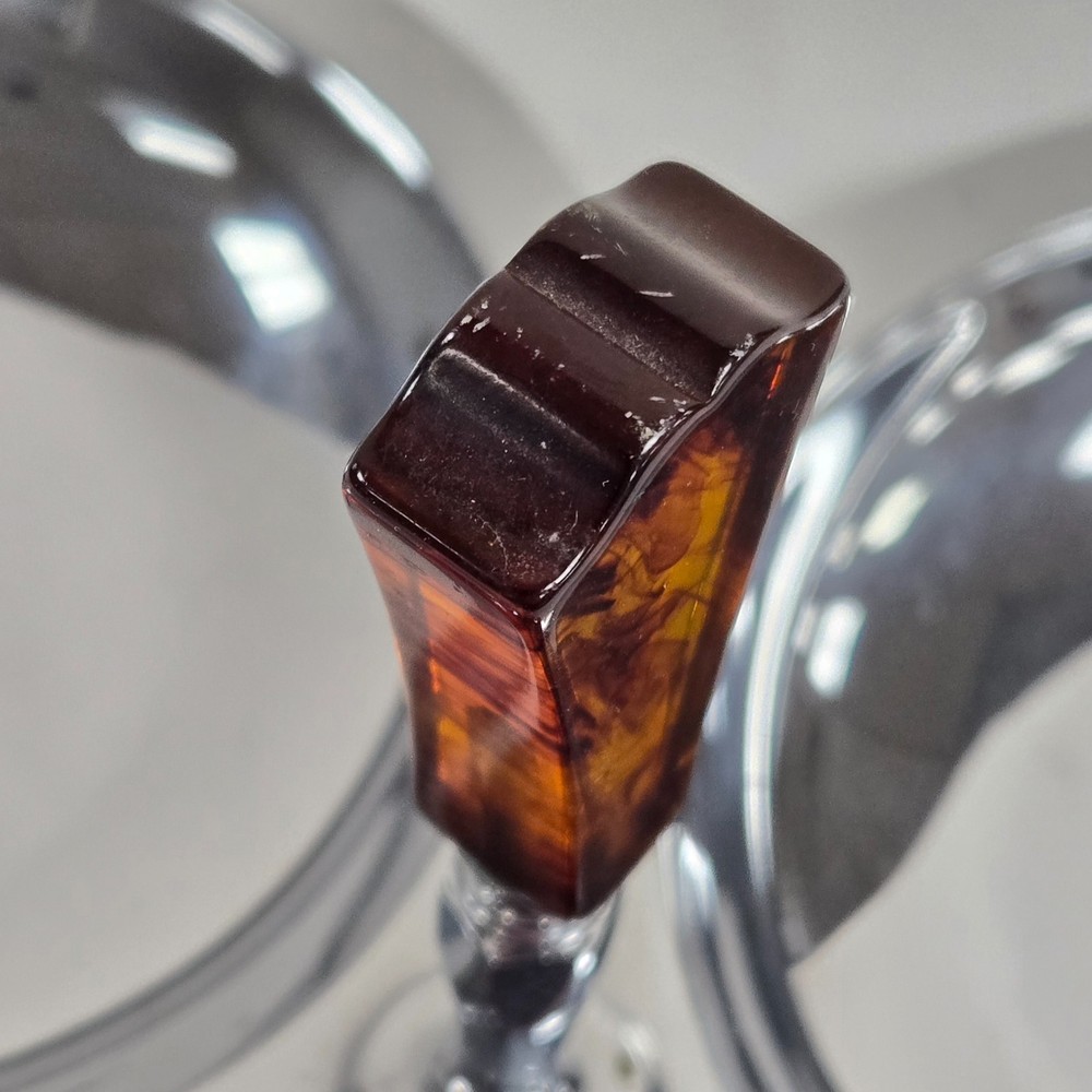 MCM Bakelite ~ Brown Marbled Handle ~ Chrome 3 Section Candy Trinket Dish