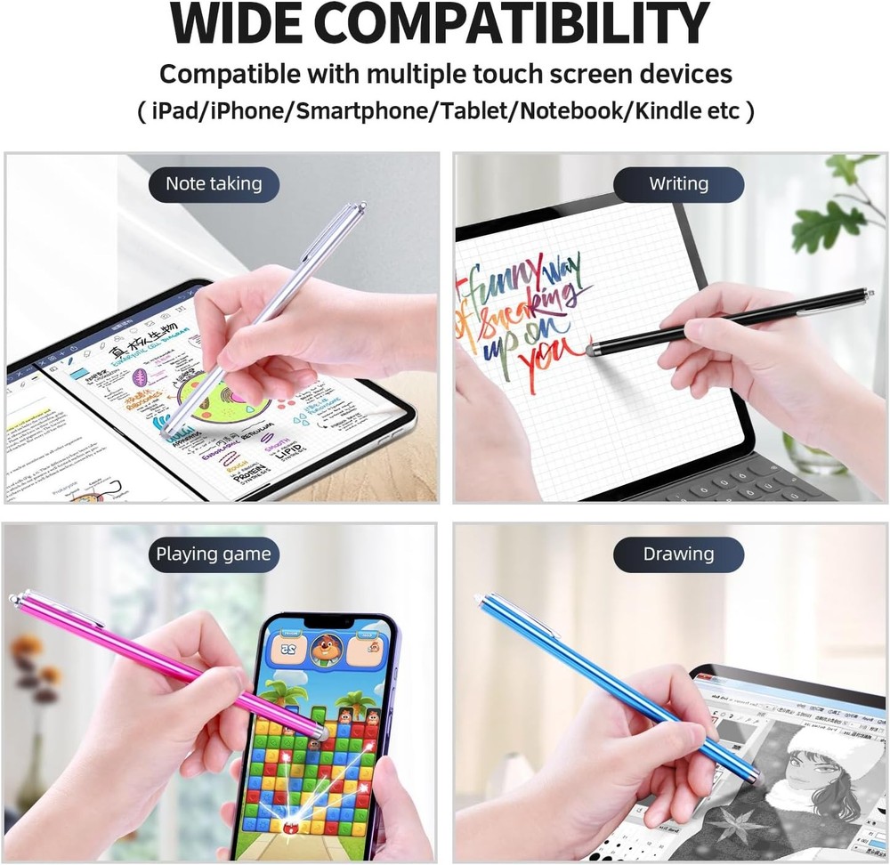 Long Stylus Pens for Touch Screens (5 Pack Passive stylus, Mesh tips 5pack