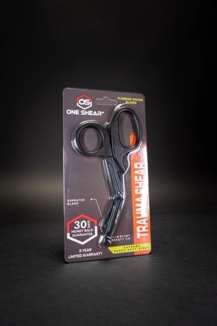 ONE Shear Trauma Shears- Bus Basic Utility Black Scissor, Fluoride Non-Stick Coa