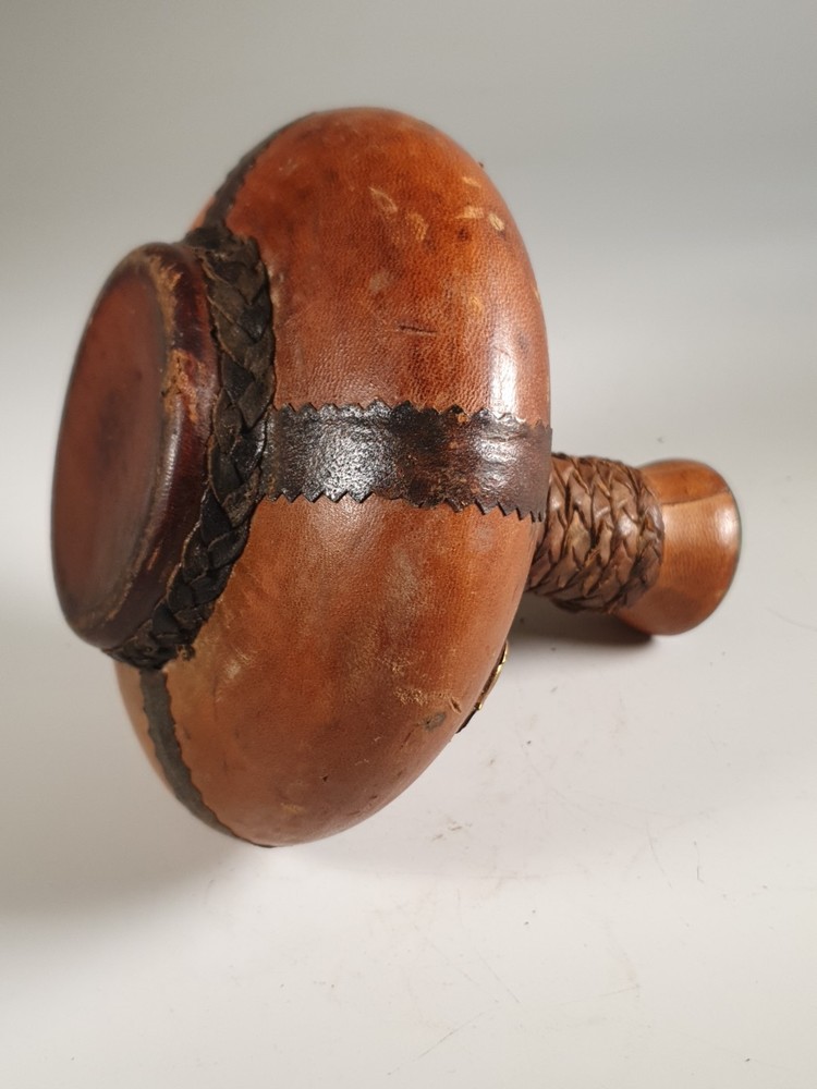 Vintage Leather Wrapped Green Bottle Decanter
