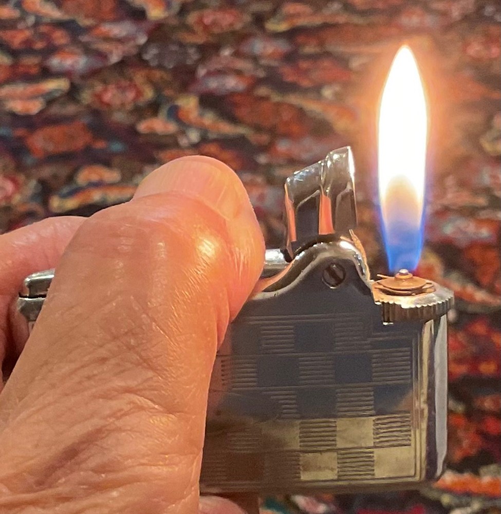 Vintage Ronson Premier Lighter / Serviced / checkerboard Pattern.