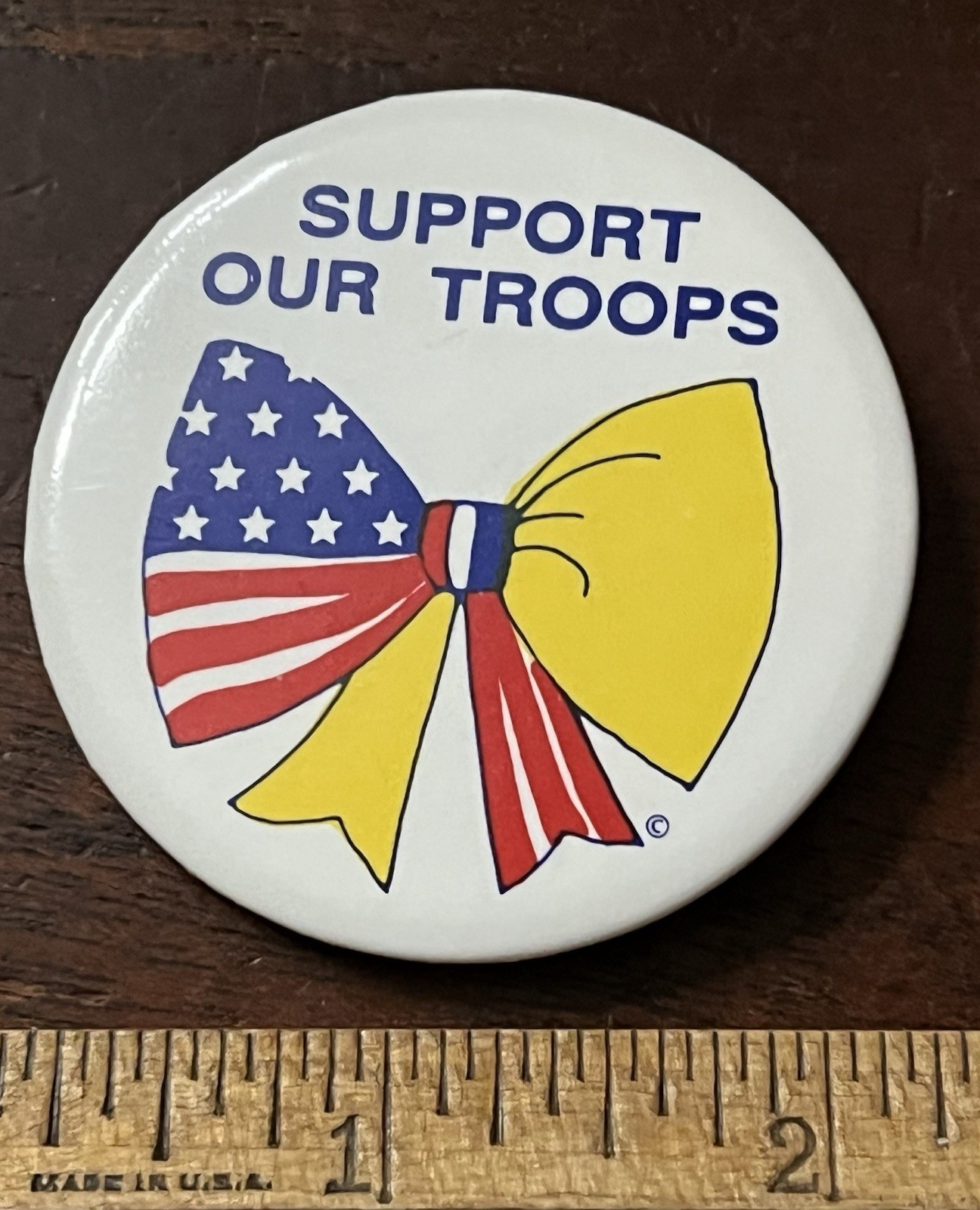 Support Our Troops 2 1/8 in Pinback Button Used Badge