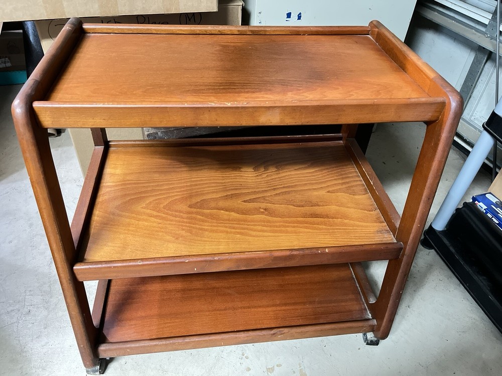Mid-Century Style Three-Tier Rolling Cart