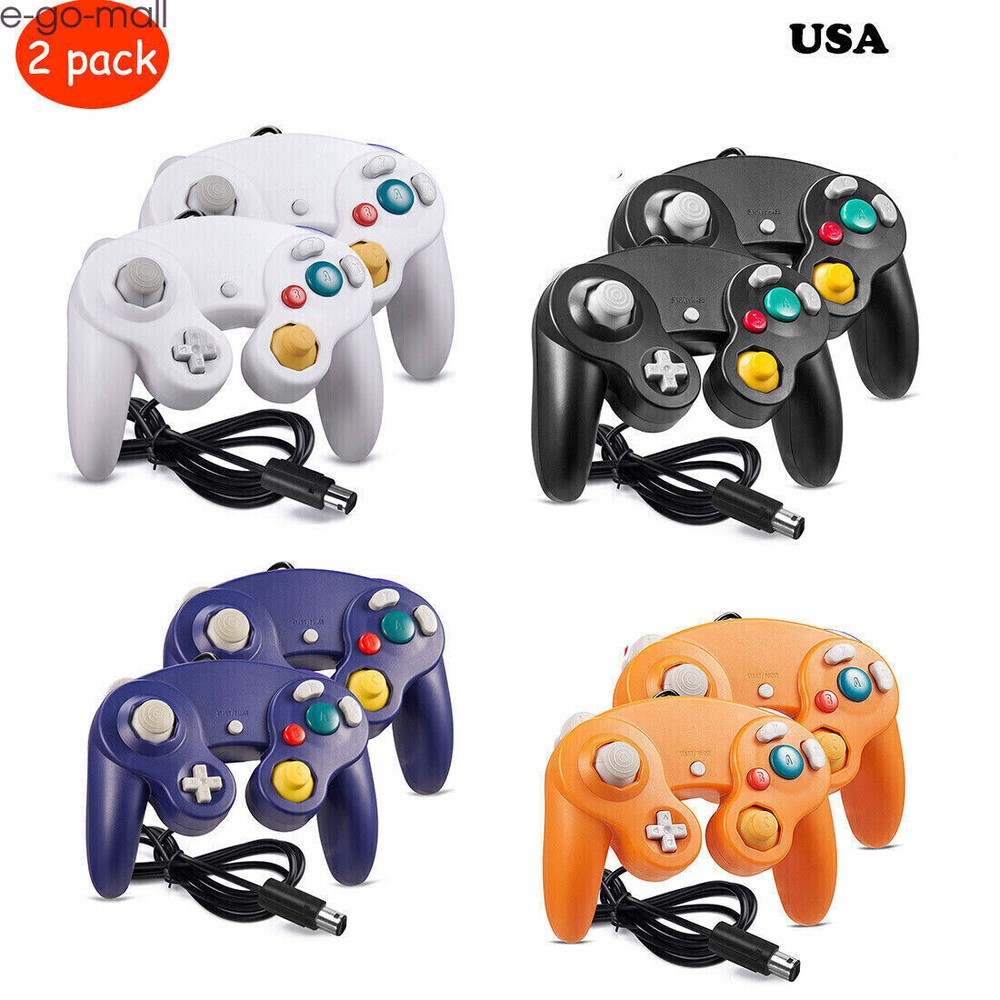 2 Pack Wired Rumble Controller Gamepad for Nintendo GameCube Console Dual Shock