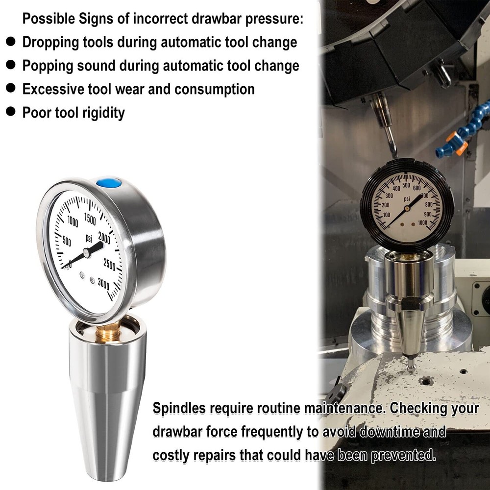 Spindle Drawbar Force Gauge Tester Checker Tool Replace For CAT 40-DFG-1