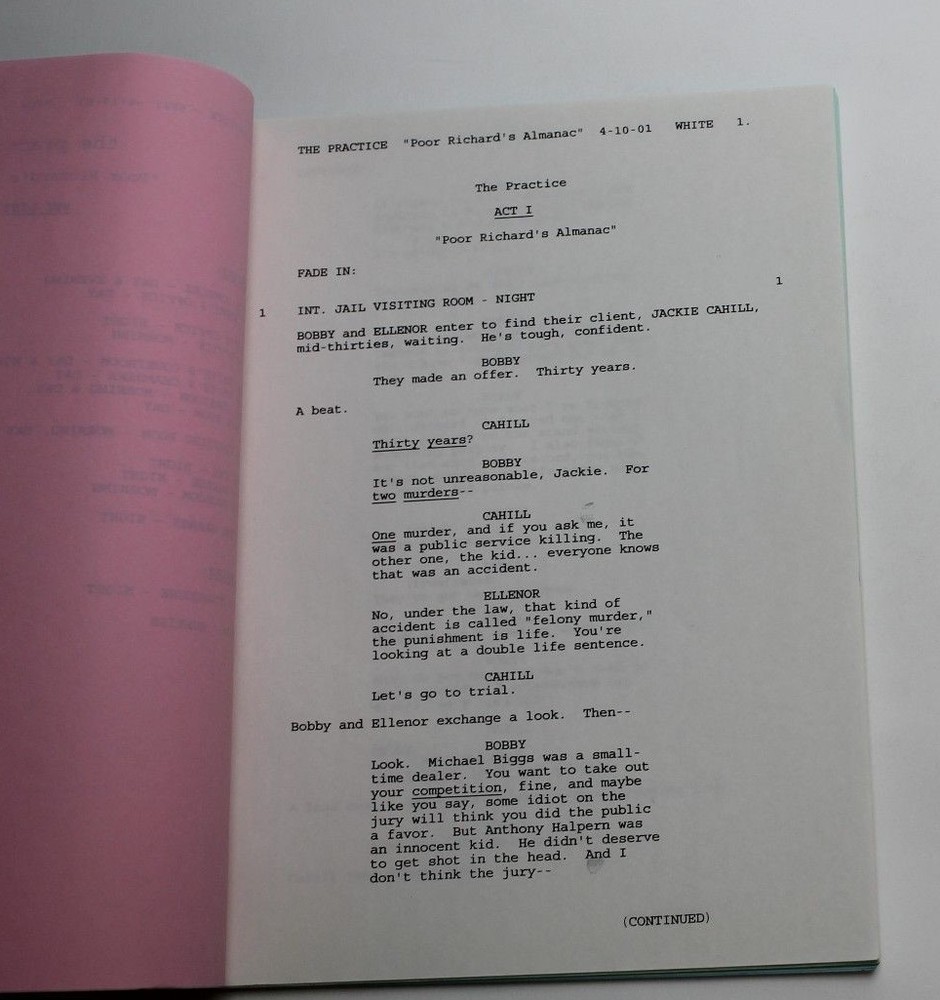 THE PRACTICE / Jill Goldsmith, 2001 TV Show Script, Poor Richard's Almanac