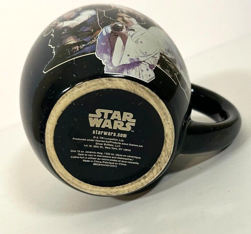 Star Wars Characters Large Ceramic Mug 18oz Black & Blue Pre-Owned