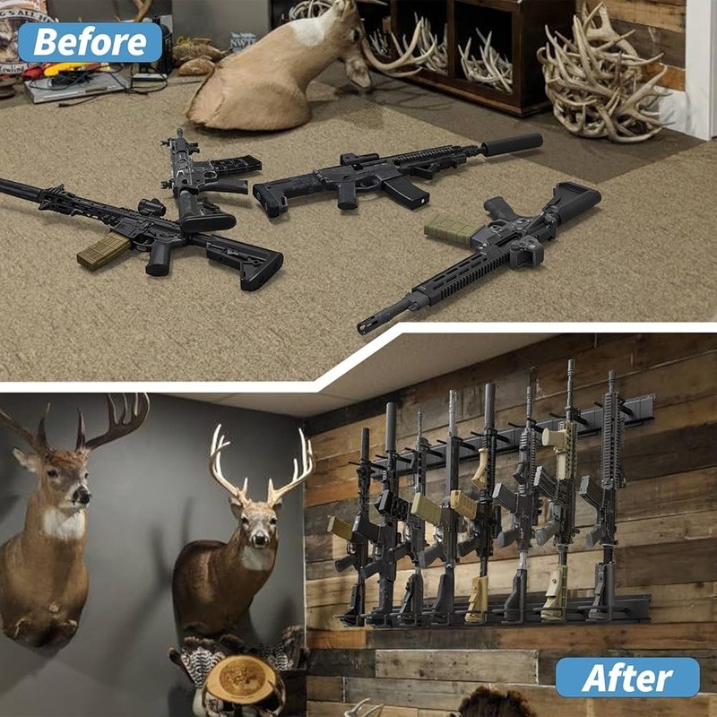 Durable Wall Mounted Gun Rack Adjustable Arms Firearm Storage Solution New