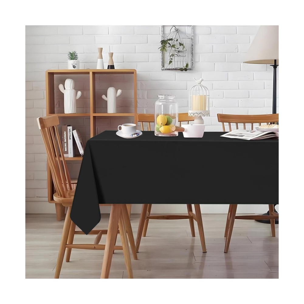 2 Pack Black Plastic Table Cloth Disposable Rectangle Tablecloth 54 x 108 Inc...