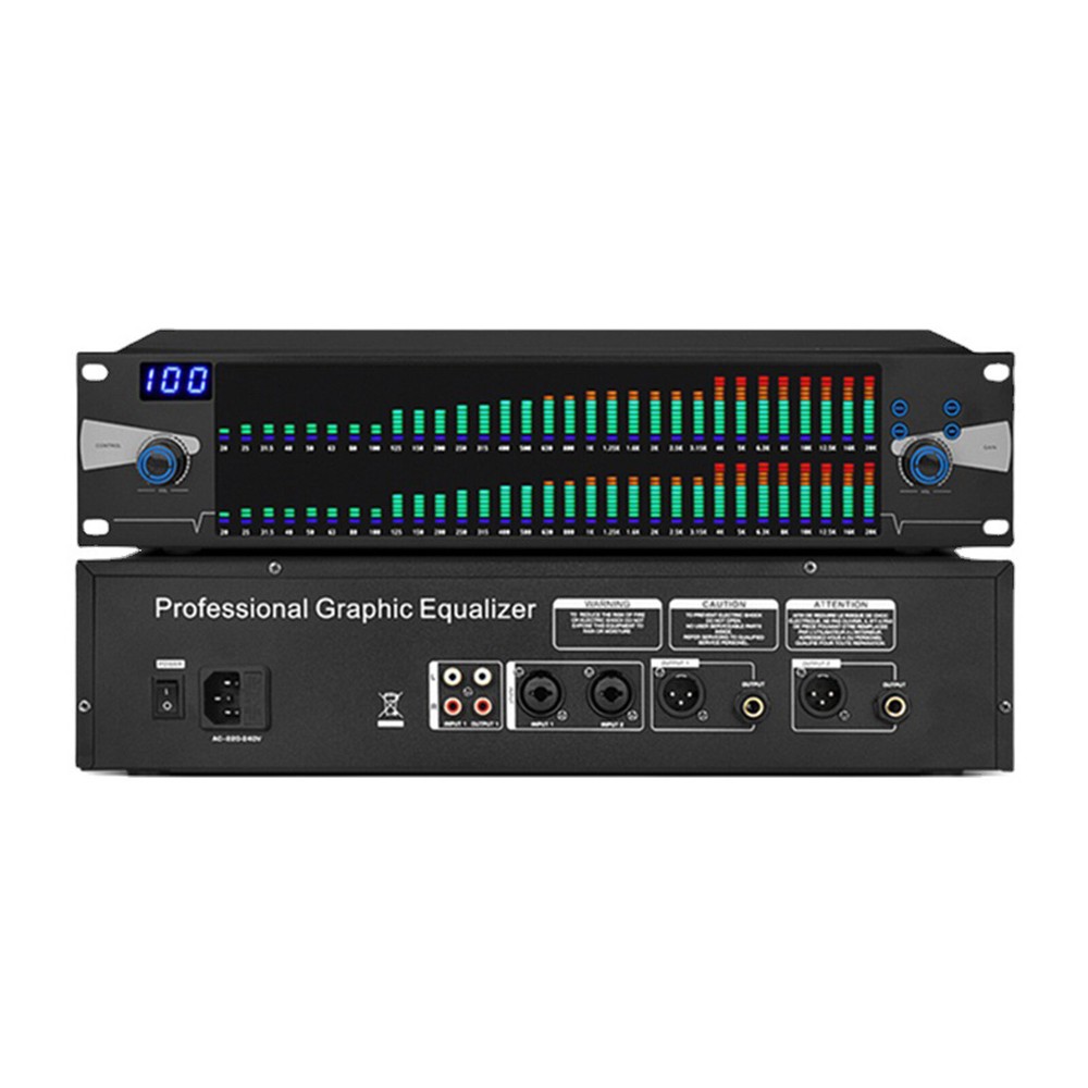 Pro Graphic Equalizer Digital Equalizer Dual 31-Band Spectrum Display US Plug