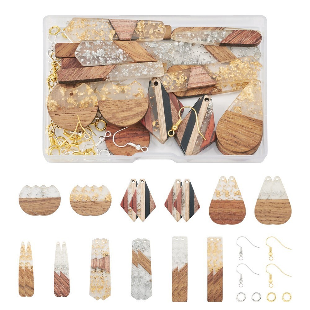 24Pcs Teardrop Polygon Rectangle Rhombus DIY Geometry Dangle Earring Making Kit
