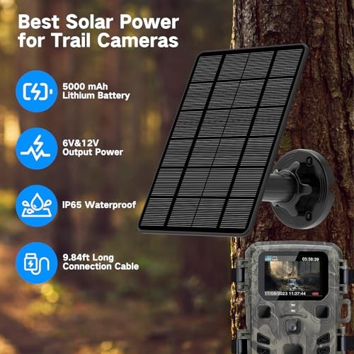 Solar Panel for Trail Camera, Trail Camera Solar Panel with 5000mAh