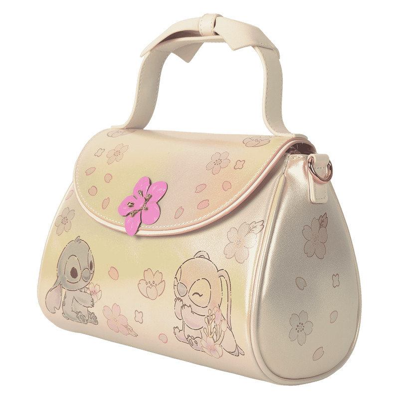 Loungefly Disney Stitch & Angel Cherry Blossom Bow Handle Crossbody Bag