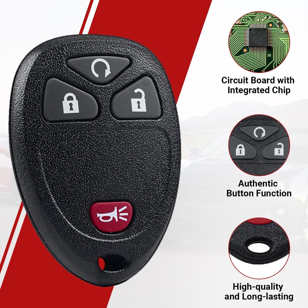 Key Fob Keyless Entry Remote Control Compatible with Chevy 4Btn, 2PC