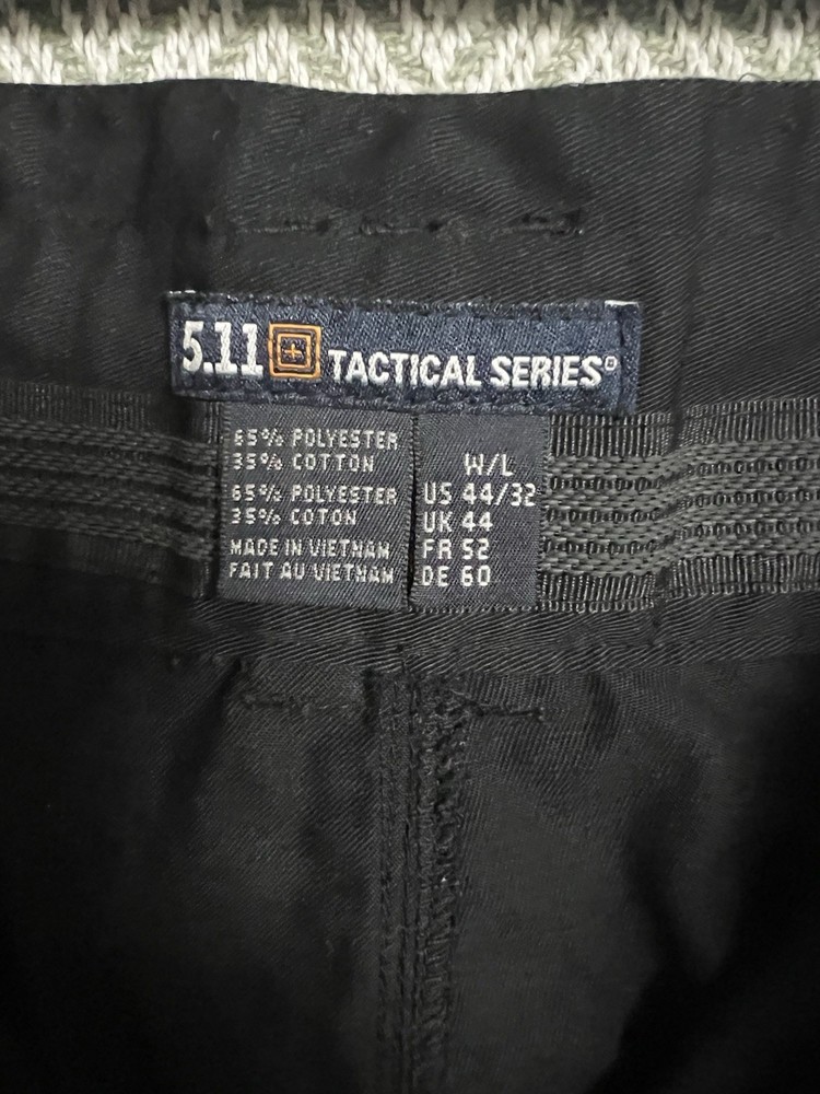 5.11 Tactical Black Cargo Pants 44/32 Solid Polyester Cotton