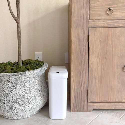EKO Automatic Bathroom Trash Can with Lid, 10L White (2024 Version),