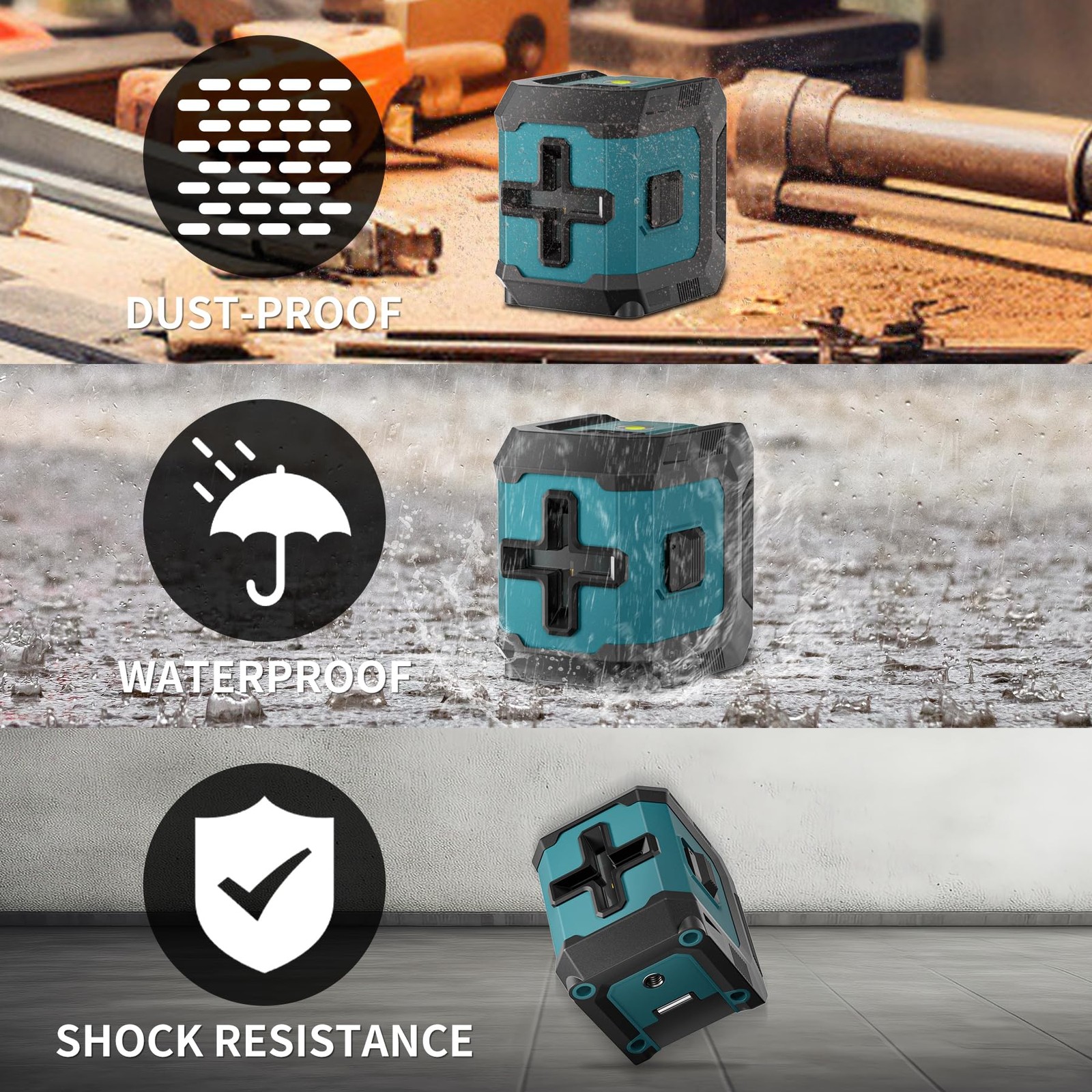 Self-Leveling Cross Line Laser Level -Japanese Green Beam, 100ft Range, 360° ...