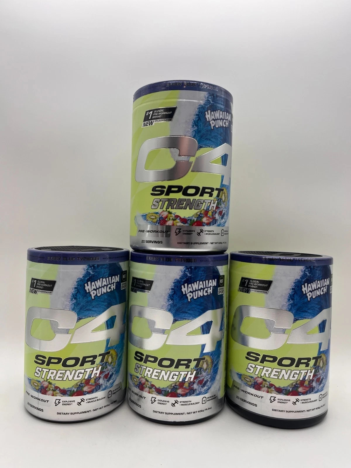 4 X Cellucor C4 Sport Strength Pre Workout Powder, Hawaiian Punch BB  2/26 MR880