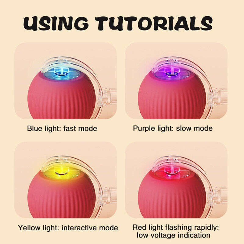 Automatic Rolling Ball Smart Cat Dog Toy Electric Pet Self-Moving Kitten (RED)