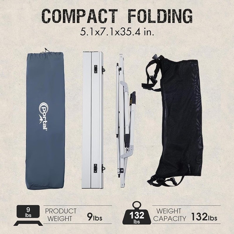 Adjustable Folding Camping Table W/ Storage Mesh Quick Setup Telescoping Legs US