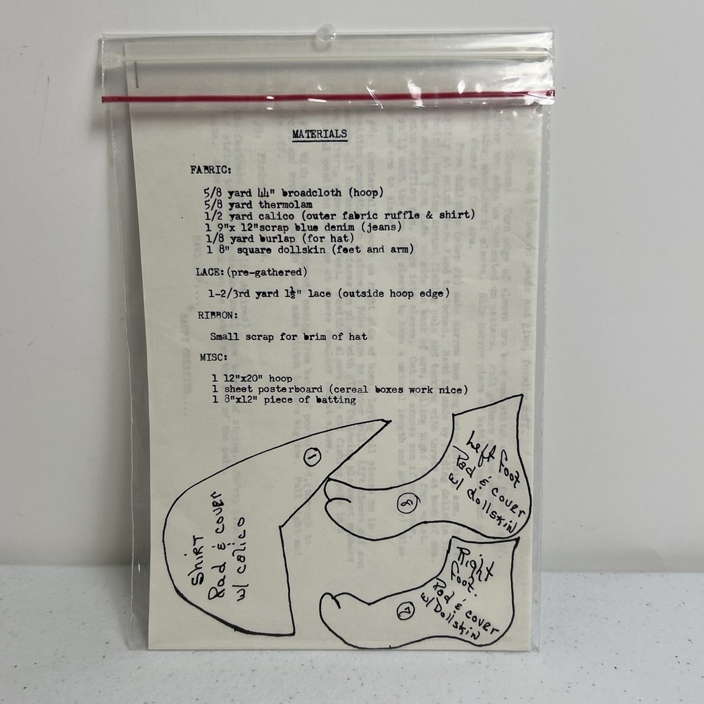 Hoop Sam Doll Sewing Pattern Vintage
