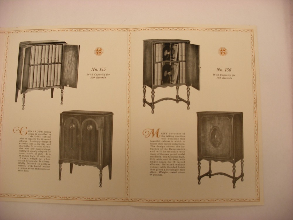 Original Phonograph Record Cabinet Catalog - Udell Disc Record Cabinets
