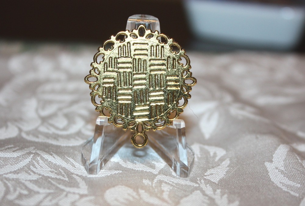 Antique Gold Rosary Center Part/Color/Rosary Making/Passionist Insignia Medal #8