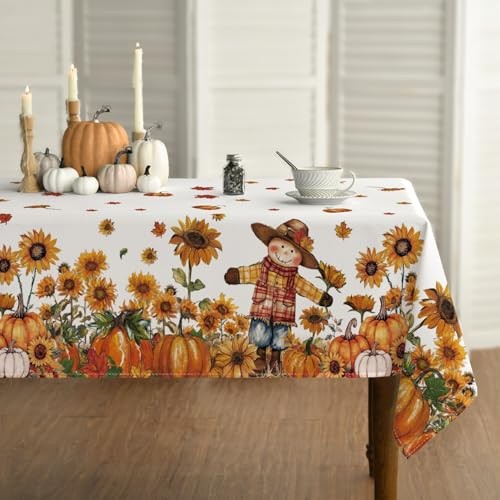 Fall Tablecloth 60×84 Inch Rectangular, 60" x 84" (Rectangular) White