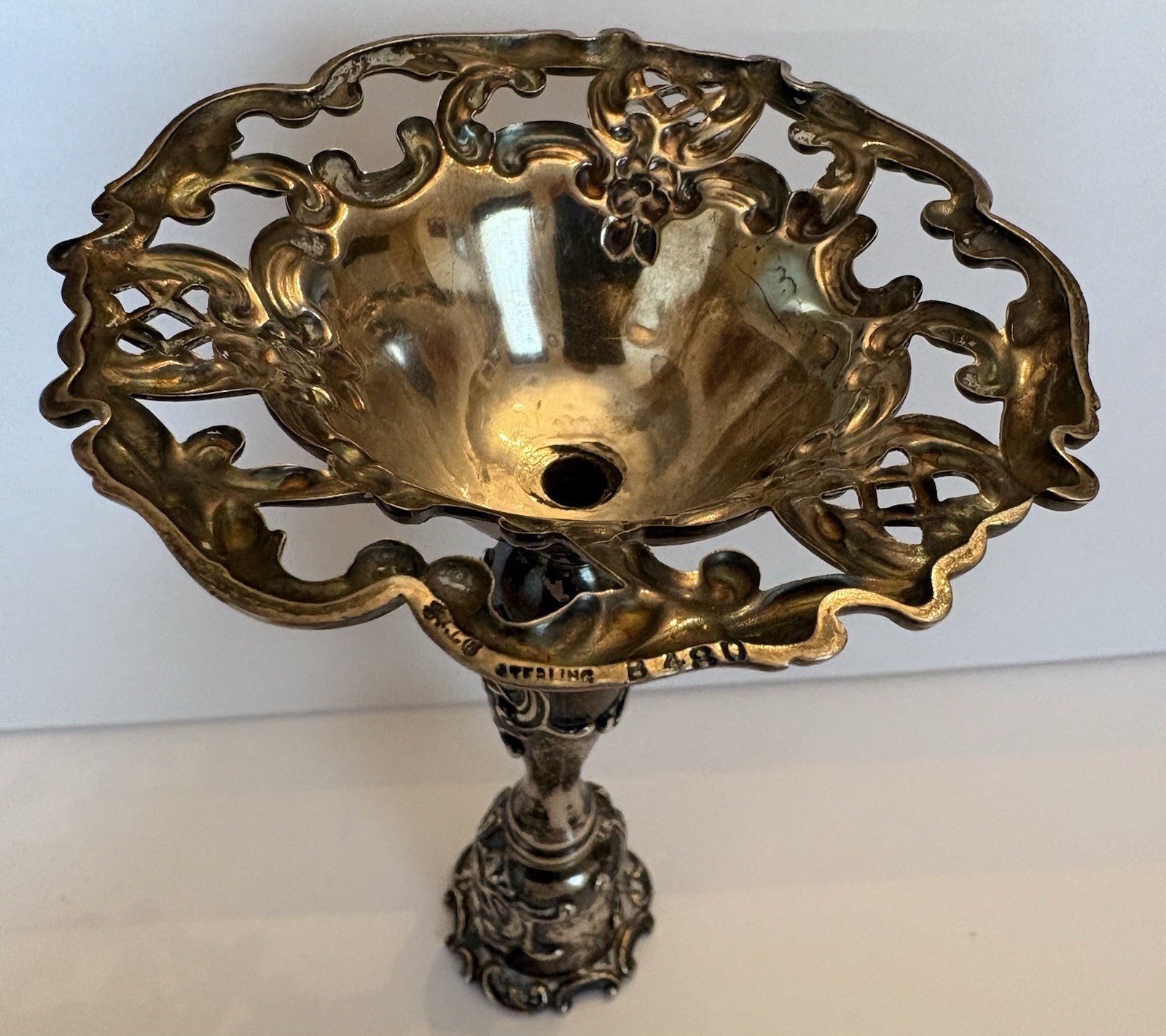 Antique Gorham Sterling Silver Repousse Candlestick Holder 1886 Baroque Pattern