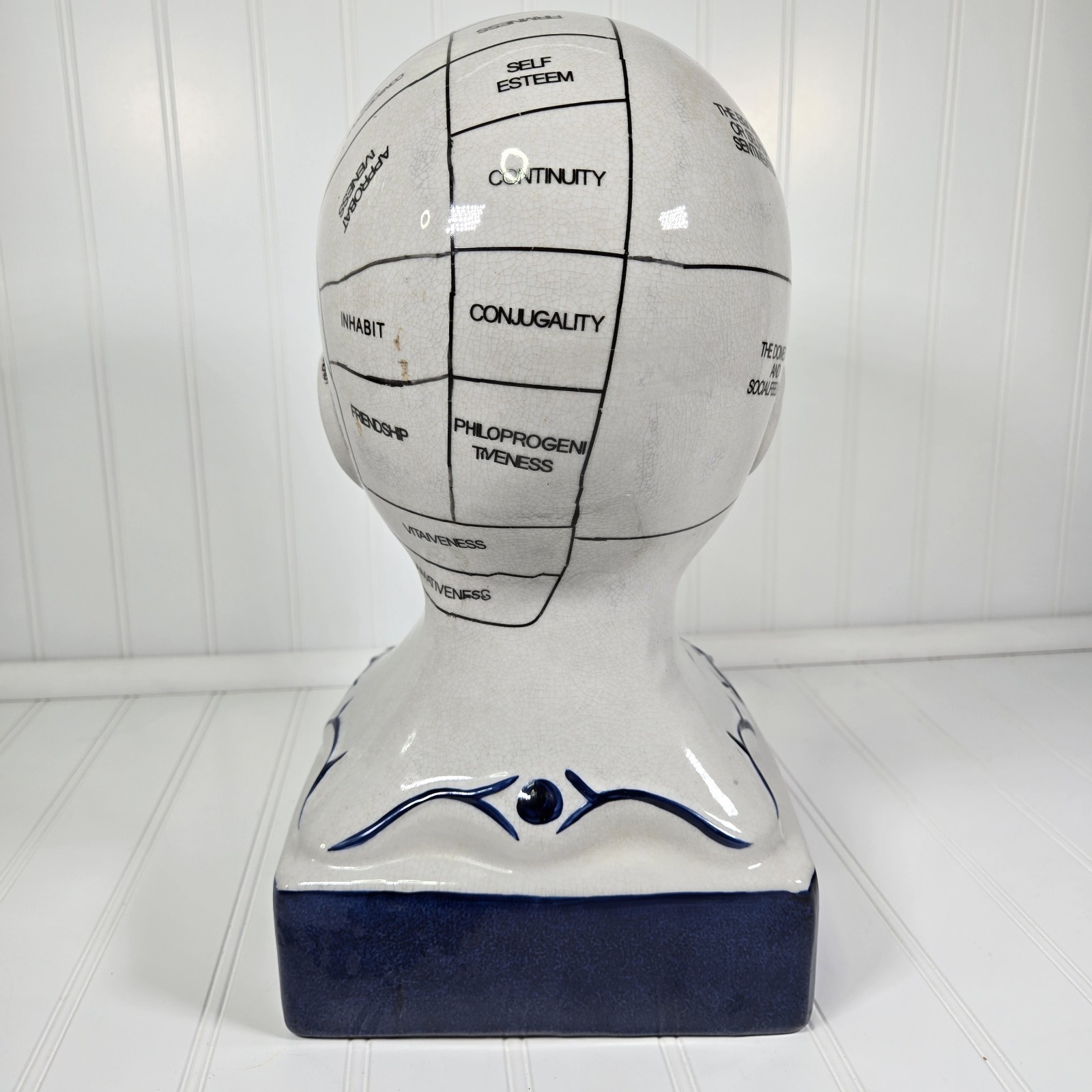 Phrenology Bust Table Head Statue 13” Ceramic Vintage Porcelain Pseudoscience