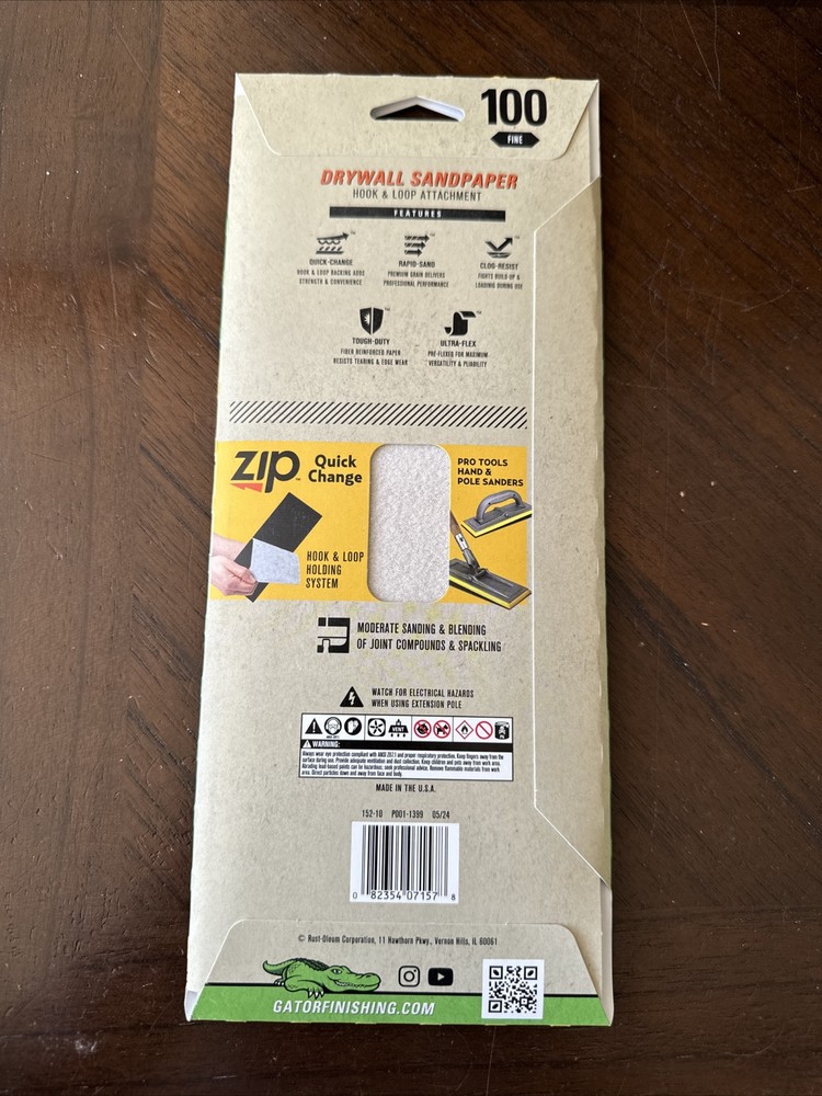 Drywall Hook & Loop Sandpaper, 100-Grit, 6-Ct. -7157 NEW